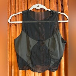 SHEIN Black Mesh Crop Top